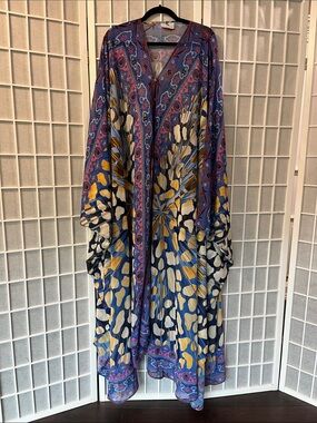 Caftan, Blue & Yellow & more Beautiful Colors Printed Maxi Dress